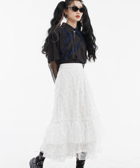 Sleeve Mesh Blouse